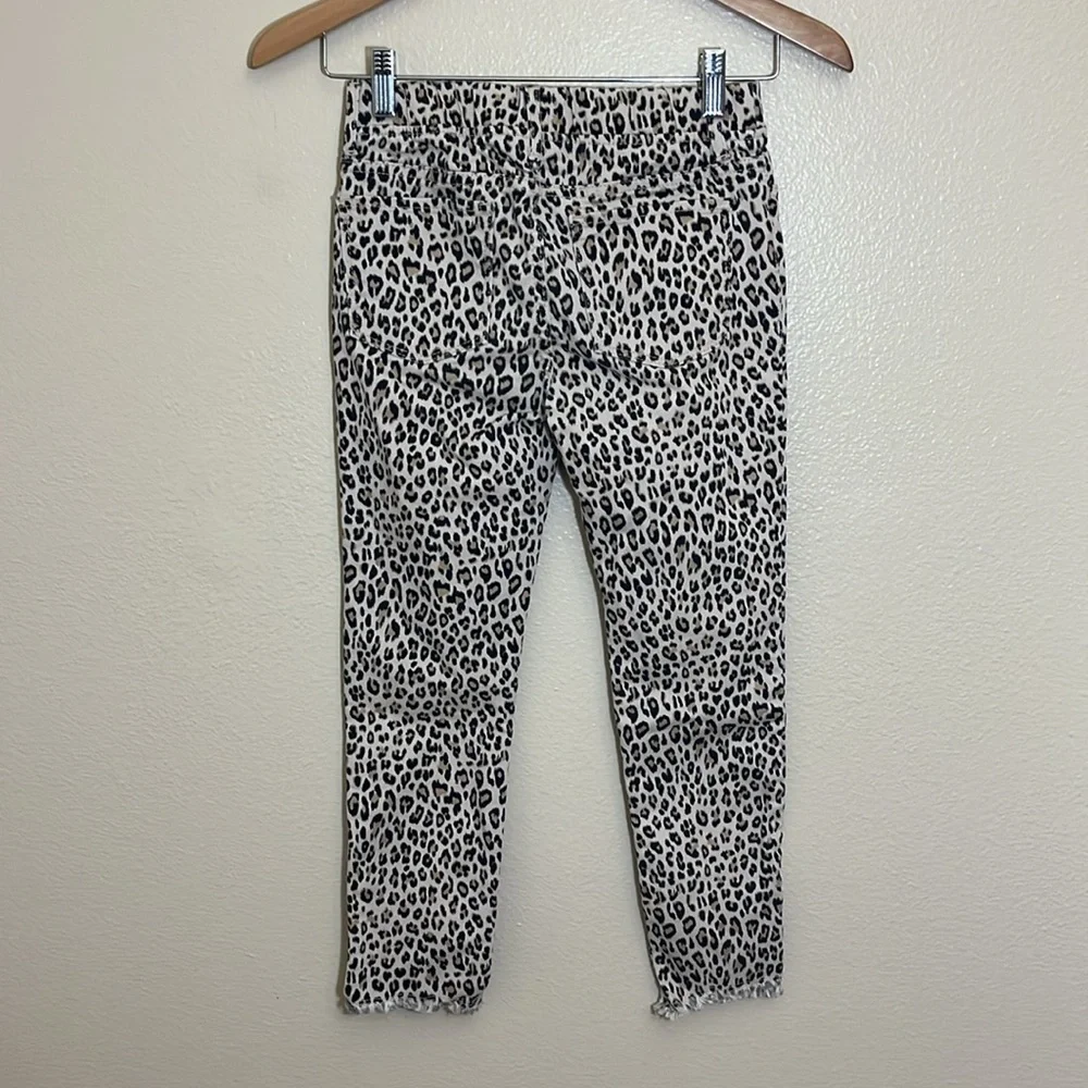 Gap Leopard Print Frayed Hem Pull On Stretch Jegging Ankle Jeans